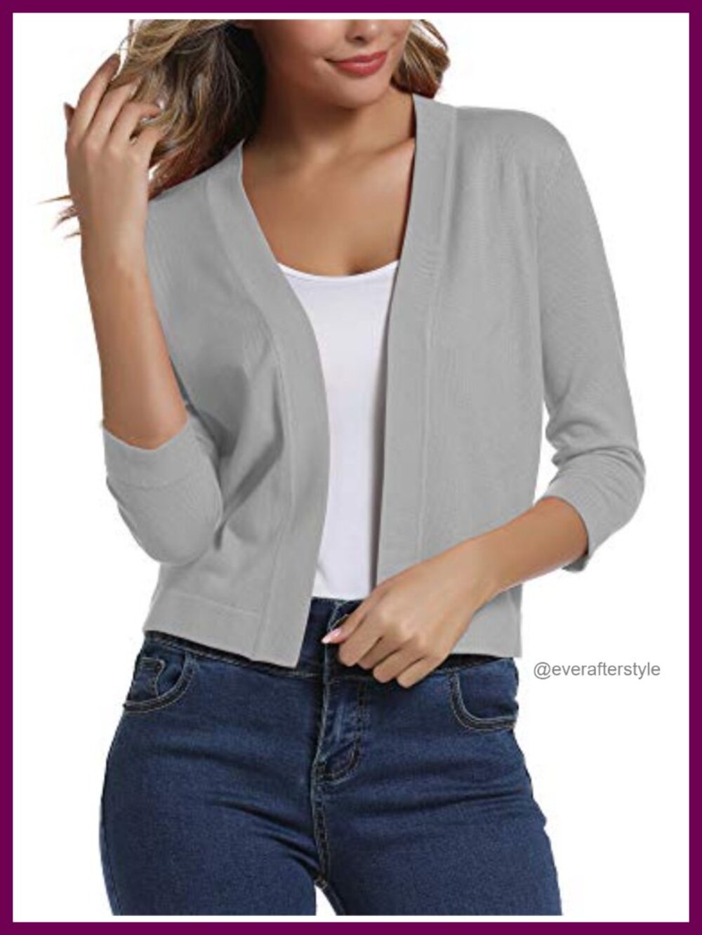 Urban CoCo Women's 3/4 Sleeve Cropped Cardigan Sweater Shrug